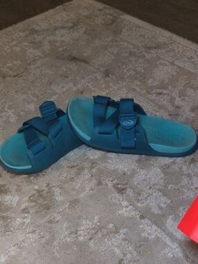Chaco Women's Size 8 Blue Teal Slide Sandals - Adjustable Strap Slides M12